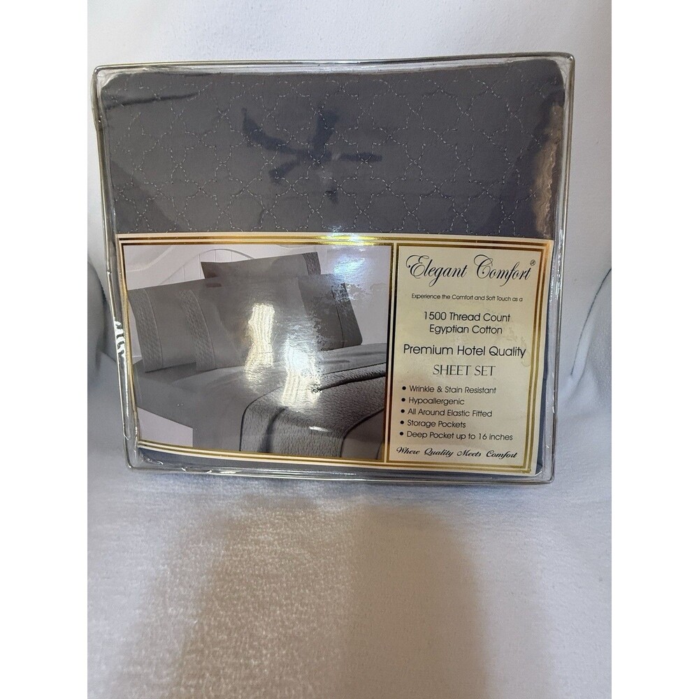 Elegant Comfort 1500TC Egyptian Cotton Quilted Sheet Set Twin XL Gray